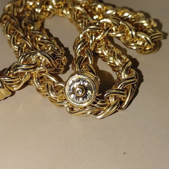 Joseph Esposito Snap Woven Chain Necklace Detachable Pendant Gold Tone Black Red - Picture 6 of 16